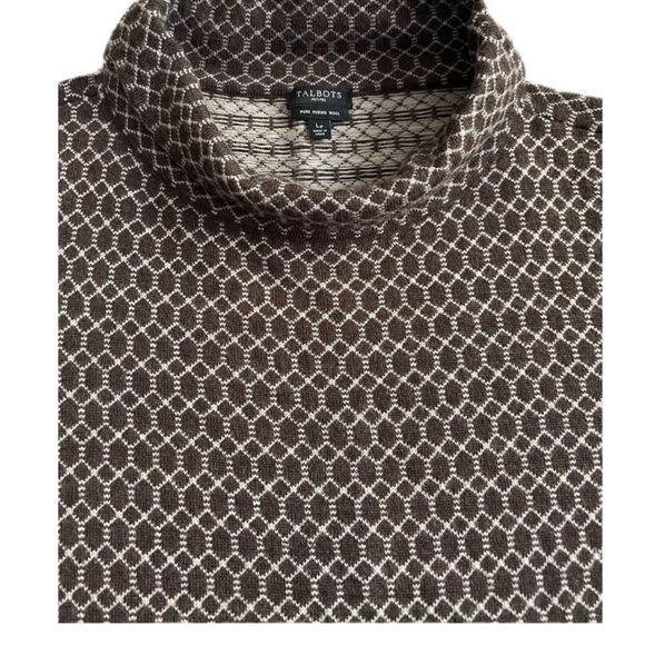 Talbots Size Large Petite LP brown mock turtleneck sweater 100% merino wool EUC - Picture 2 of 9